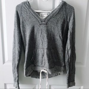 American Eagle tie-front gray hoodie